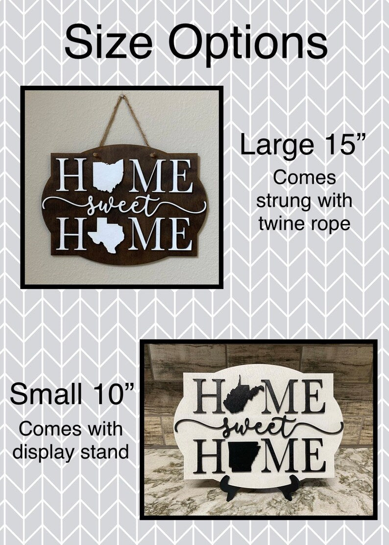 Custom Two States Wood Sign, Home Sweet Home States Sign, Housewarming Gift, Farewell Gift, Long Distance Gift, Moving Gift, Wedding Gift