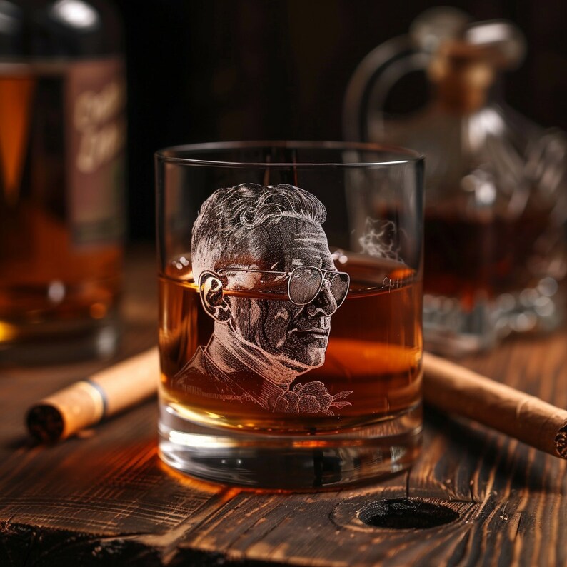 Custom Engraving Photo on Whiskey Glass