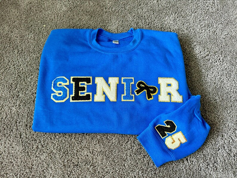 Custom Class Of 2025 Chenille Patch Shirt For Graduation Crewneck