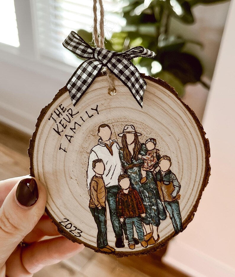 Personalized Family Portrait Christmas Ornament Gift