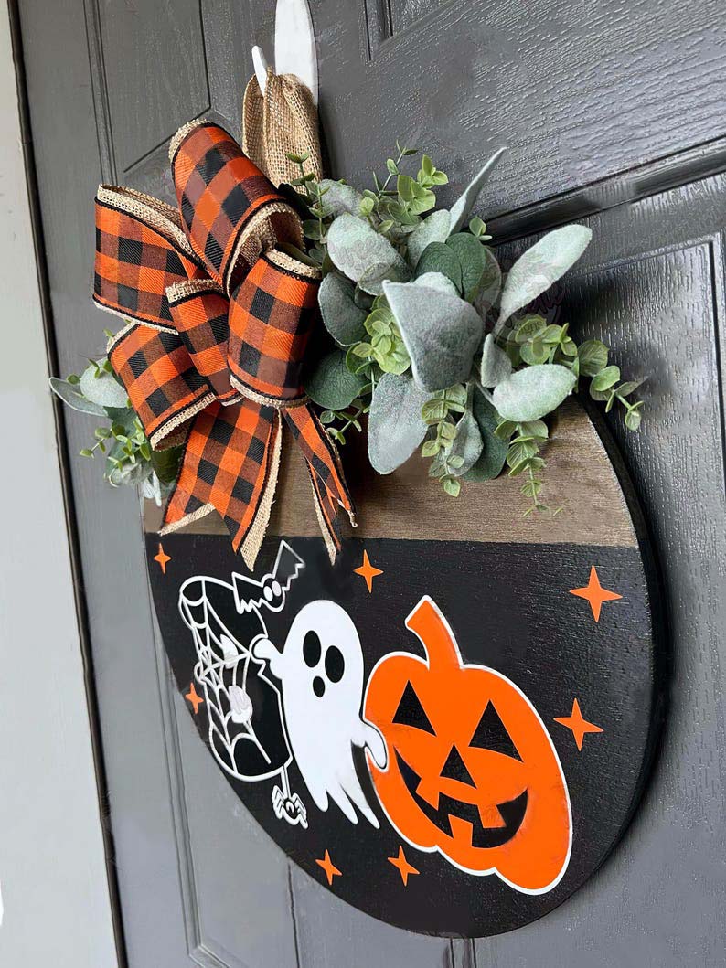 Halloween Wreath Boo Ghost Front Door Decor