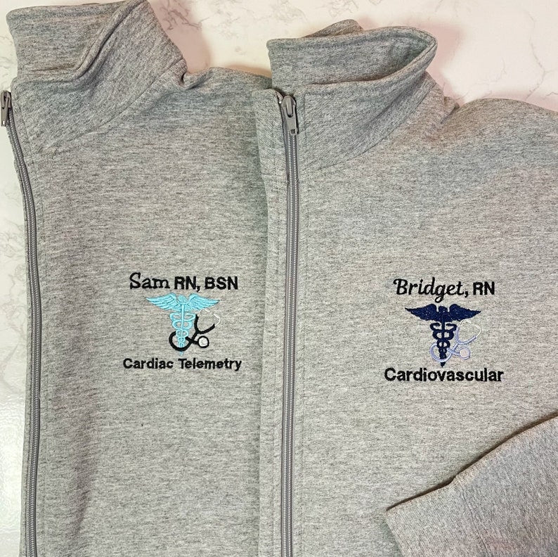 Personalized Embroidery Full Zip Nurse Sweatshirt With Pockets