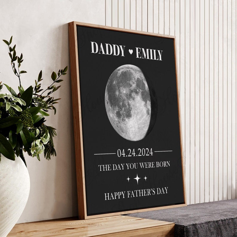 Custom Moon Phase by Date Wall Art Gift for New Dad