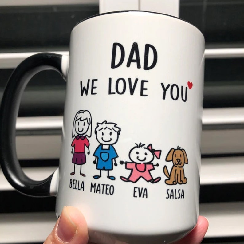 Dad Mug, Fathers Day Gift From Daughter Son Kids Wife Dad Gift Funny Coffee Cup Personalized Stick