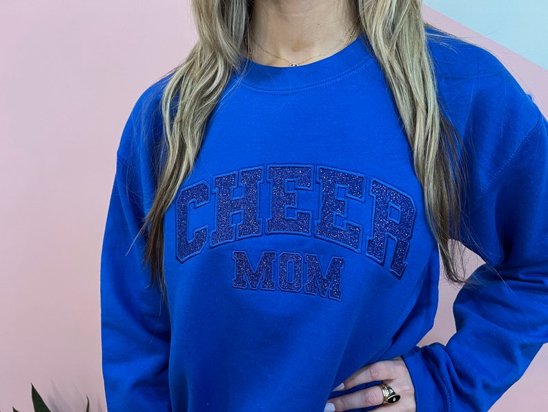 Custom Embroidered Glitter Cheer Mom Shirt