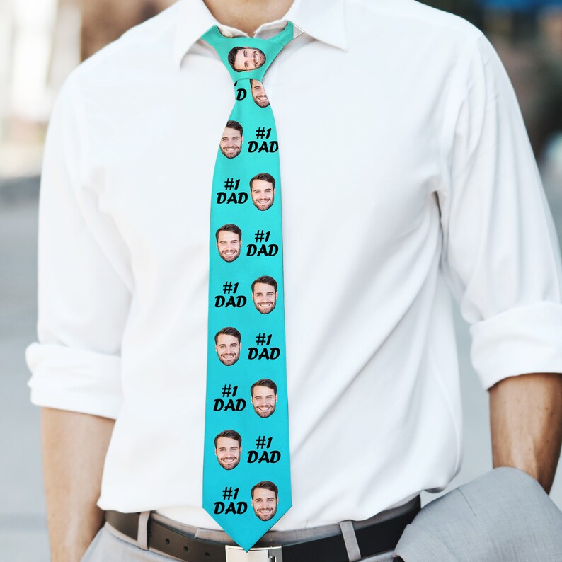 Dad Necktie,Custom Face Necktie,Name on Tie,Custom Father's Day Neck Tie