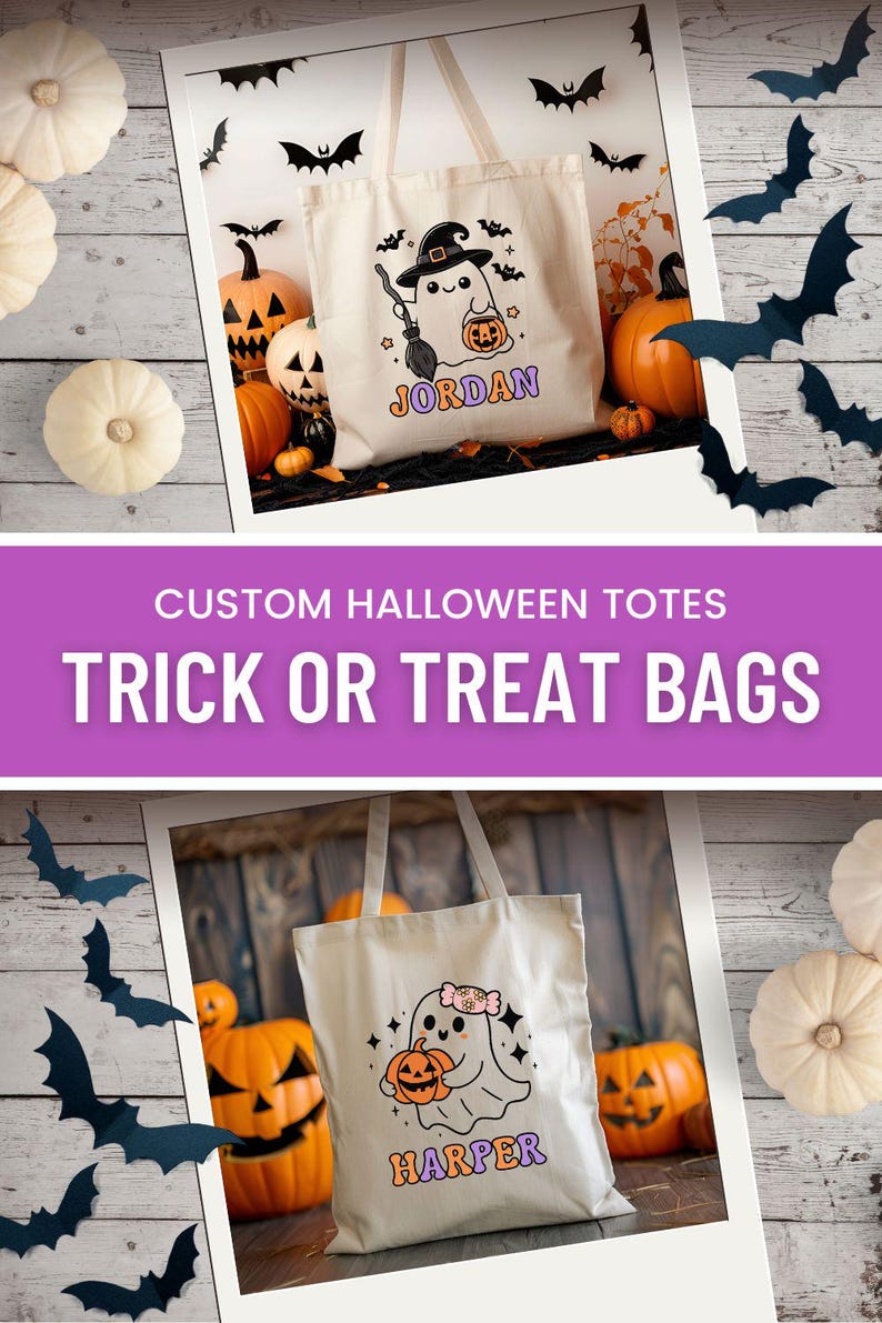 Personalized Trick or Treat Bag Halloween Bag, Halloween Tote for Kids