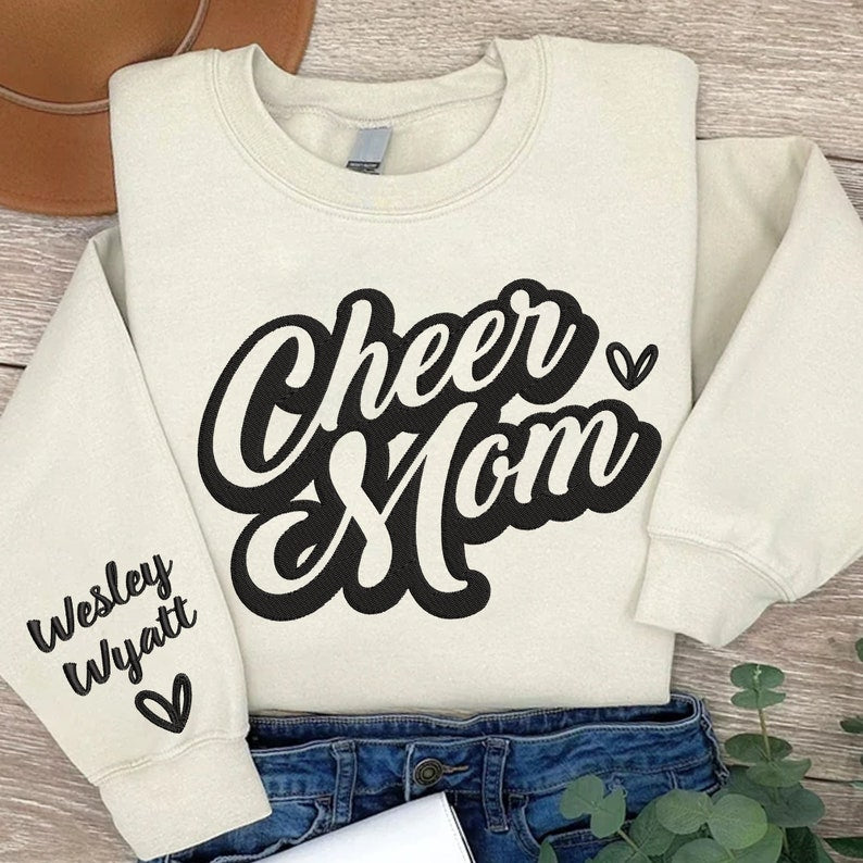 Personalized Embroidered Cheer Mom Sweatshirt