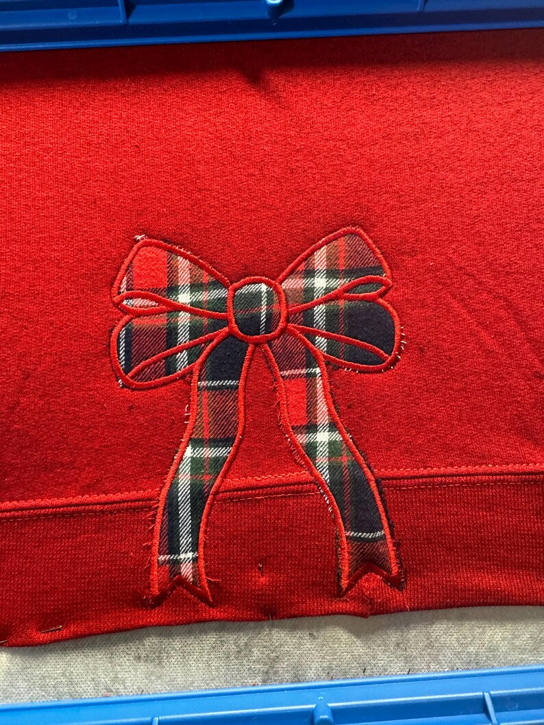 Personalized Embroidery Merry Side Bow Cut-Out Sweatshirt