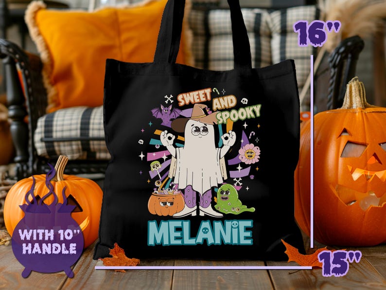 Custom Halloween Trick Or Treat Tote Bag - Candy Bags For Kids