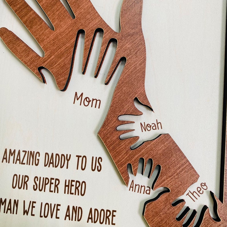 Personalized Strong Arms Fathers Day, Custom Grandpa Wooden Sign