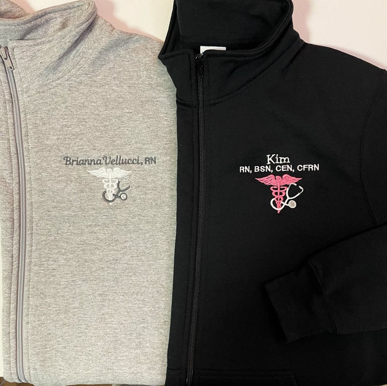 Personalized Embroidery Full Zip Nurse Sweatshirt With Pockets