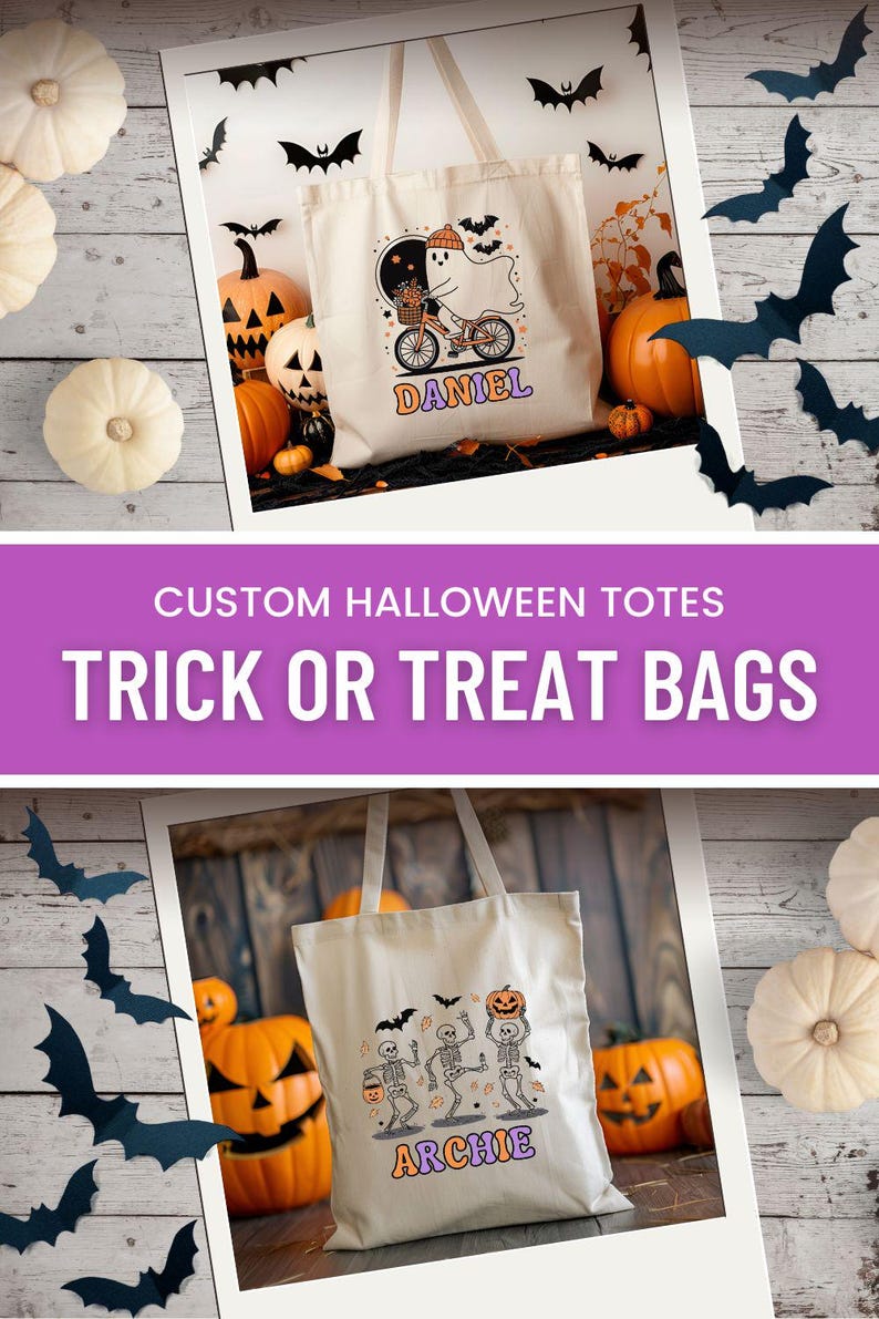 Personalized Trick or Treat Bag Halloween Bag, Halloween Tote for Kids