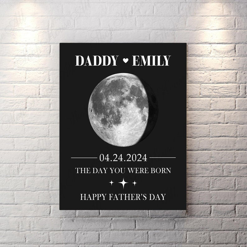 Custom Moon Phase by Date Wall Art Gift for New Dad