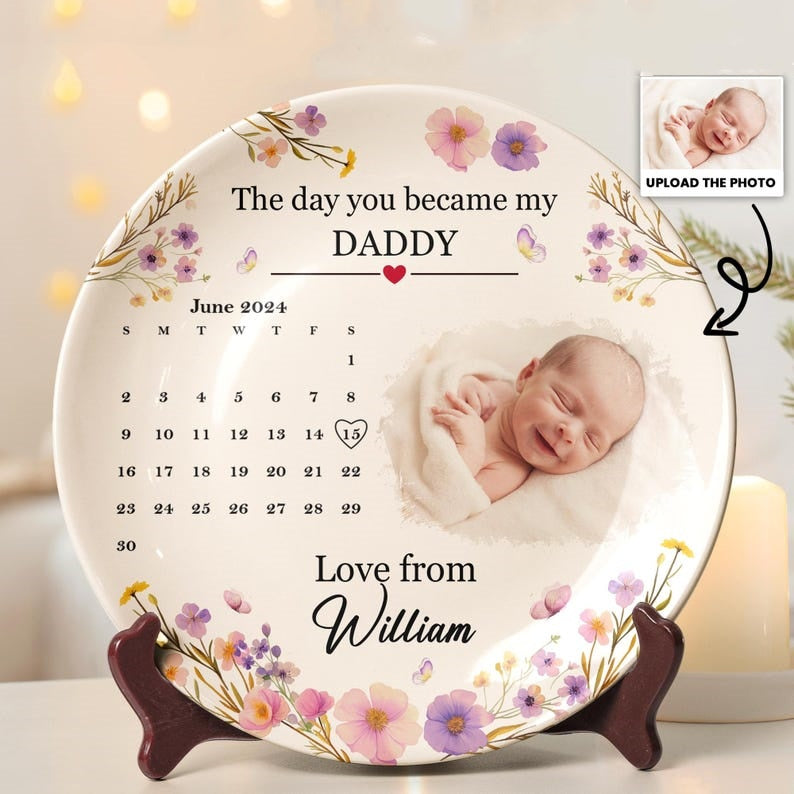 Personalized Photo Ceramic Plate, Birthday Gift For Mother Daughter