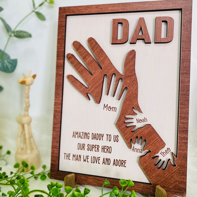 Personalized Strong Arms Fathers Day, Custom Grandpa Wooden Sign