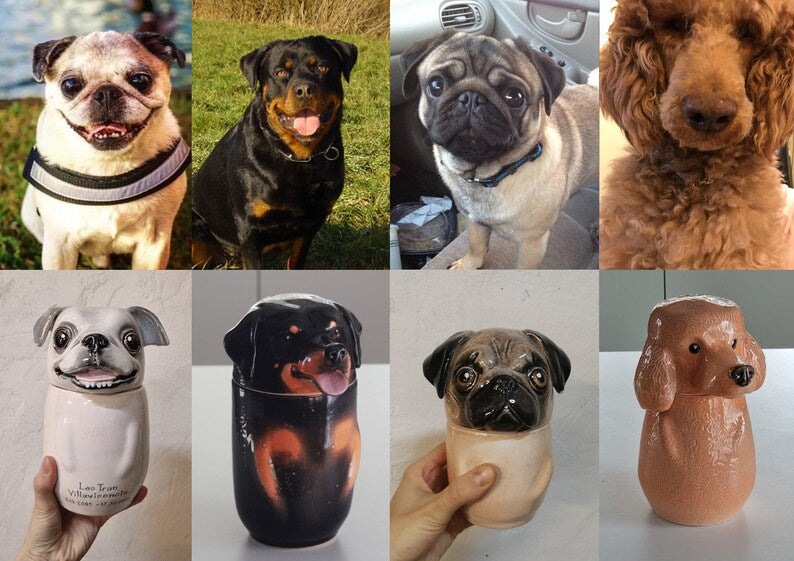 Custom Pet Portrait, Personalized Cookie Jar with Lid, Ceramic Portrait from Photo Figurine