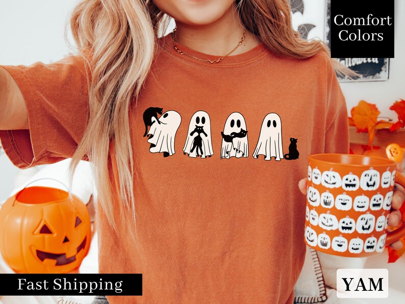 Comfort Colors Сute Ghost Cat Shirt, Ghost Cat t-shirt