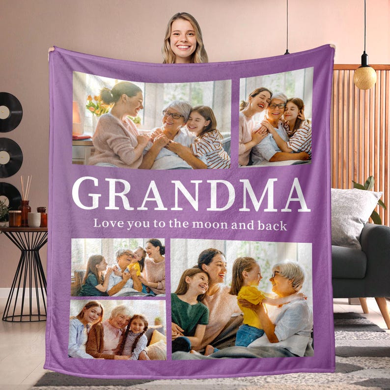 Personalized Grandma Blanket, Custom Blankets with Photos, Mothers Day Gifts