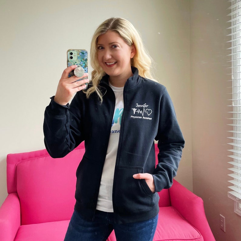 Custom Embroidered Nurse Full Zip Sweatshirt With Pockets