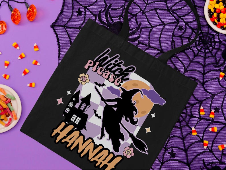 Custom Halloween Trick Or Treat Tote Bag - Candy Bags For Kids