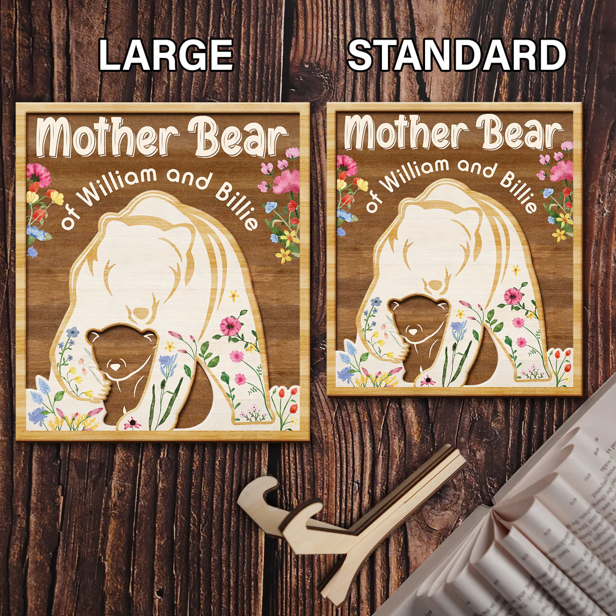 Mama Bear Protects Baby - Personalized 2-Layered Wooden Plaque - Gift For Mom, Nana, Mother, Grandma (Customized free)