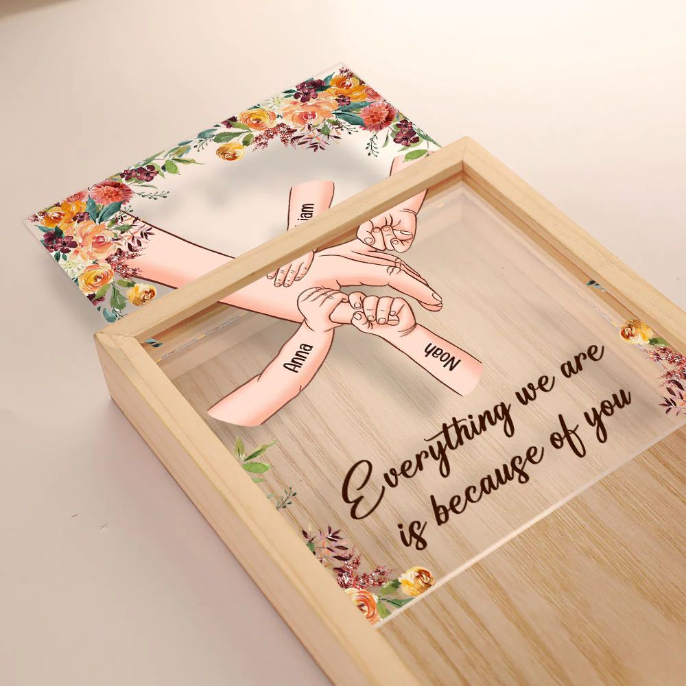 Mom Everything We Are Is Because Of You - Personalized Frame Light Box (Customized free)