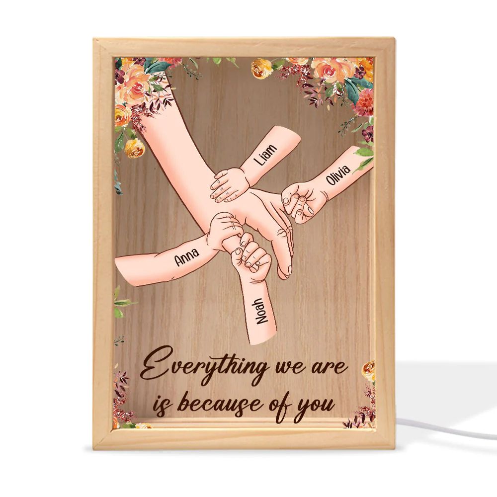 Mom Everything We Are Is Because Of You - Personalized Frame Light Box (Customized free)