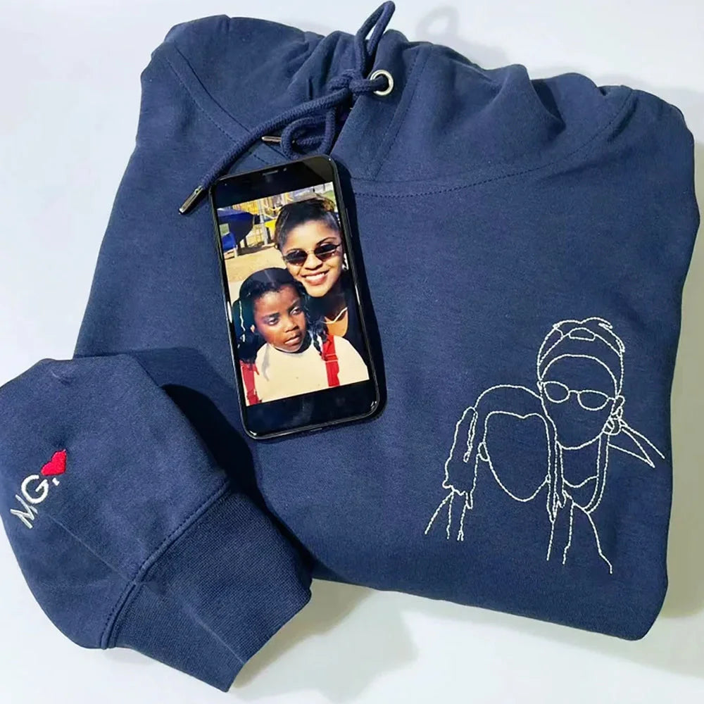 Parent-Child Photo Outline Embroidered Sweatshirt-🎉Surprise Mother's Day gift