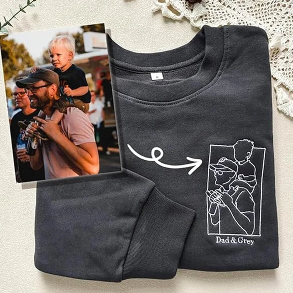 Parent-Child Photo Outline Embroidered Sweatshirt-🎉Surprise Mother's Day gift