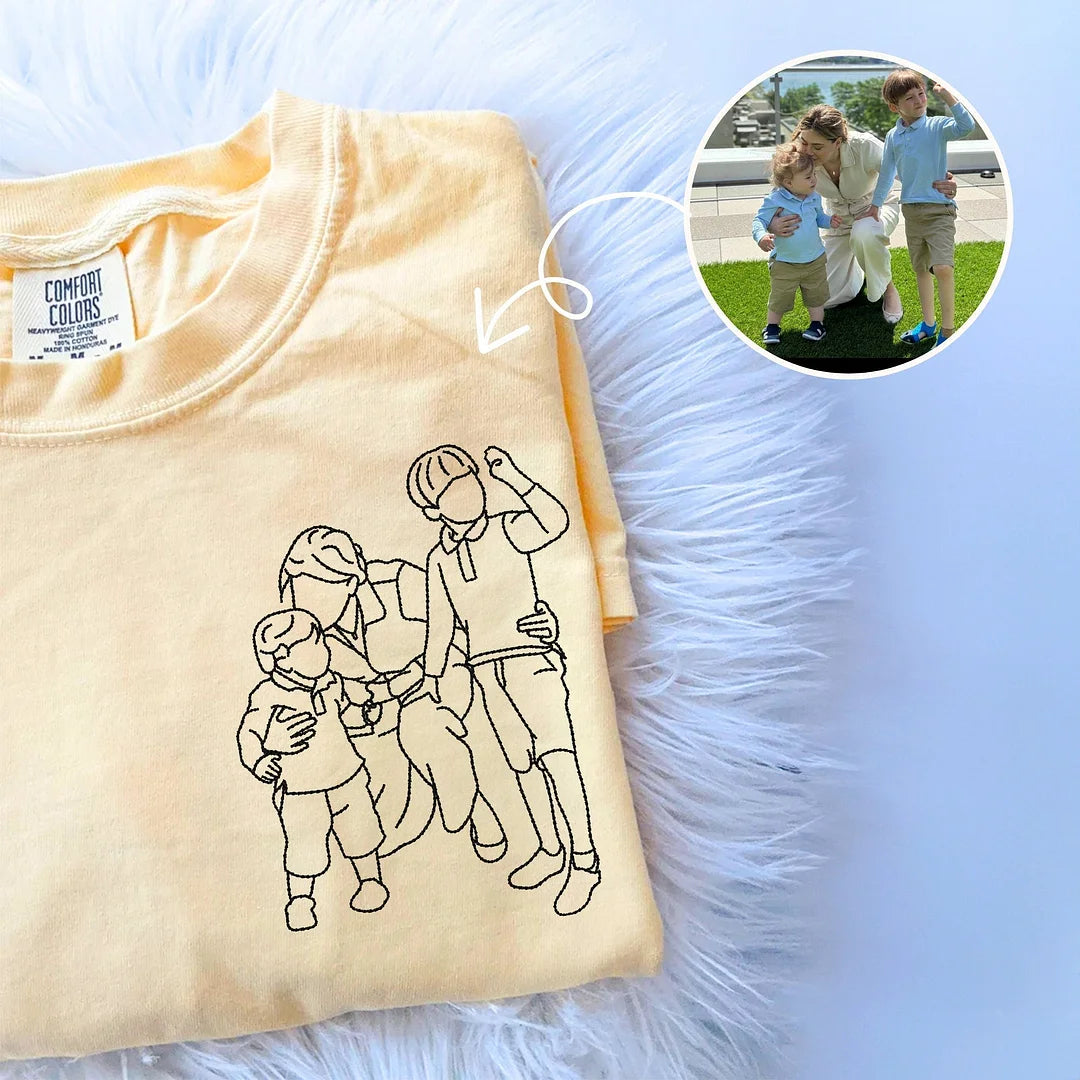 Parent-Child Photo Outline Embroidered Sweatshirt-🎉Surprise Mother's Day gift