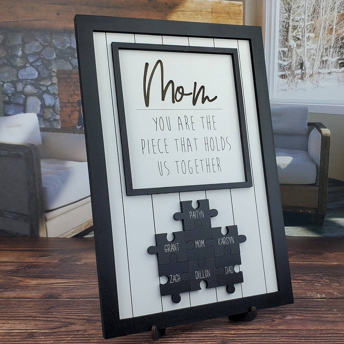 Mother's Day Wood Puzzle Sign Personalized Gift For Mom