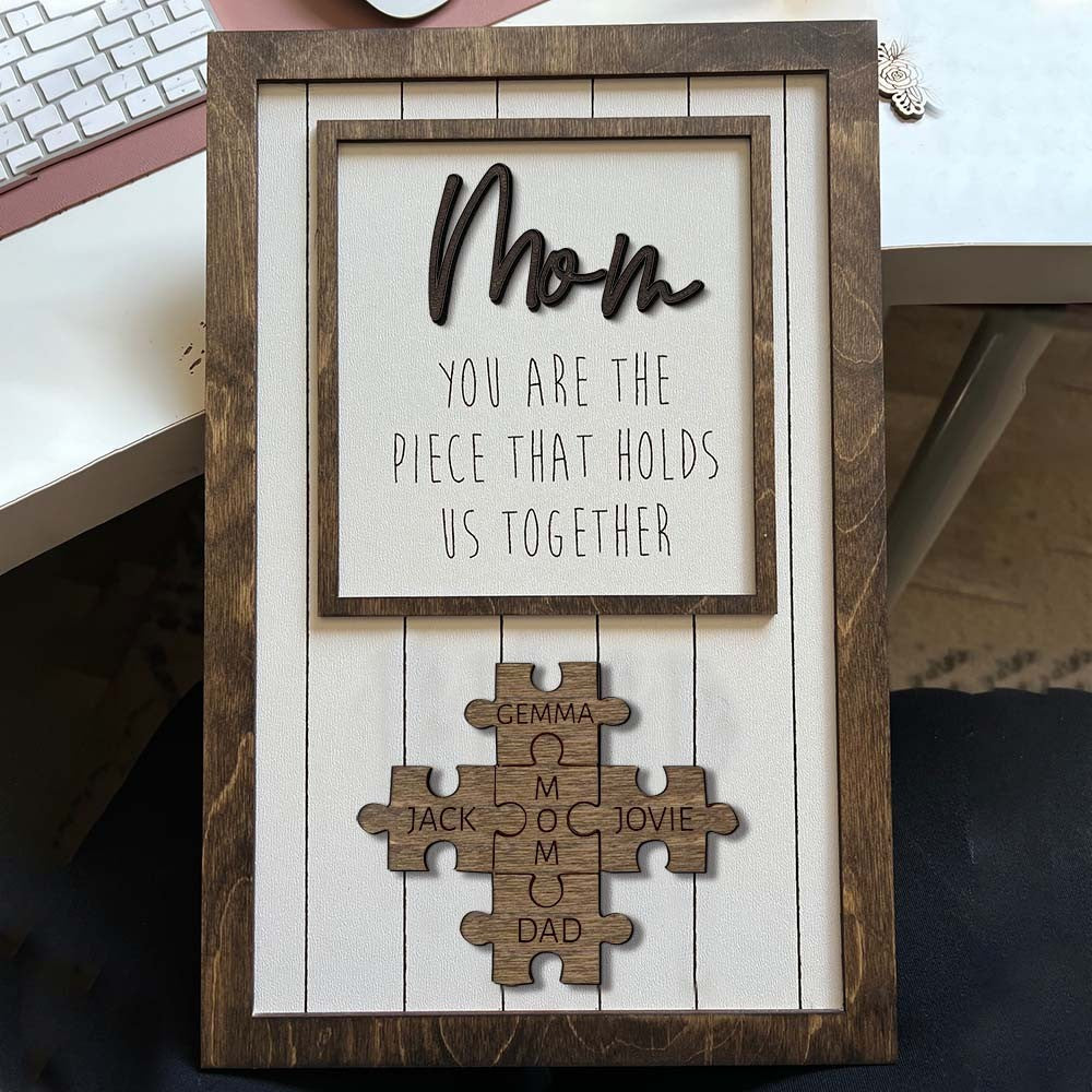 Customized Wooden Puzzle Sign Gift For Mom (Customized free)