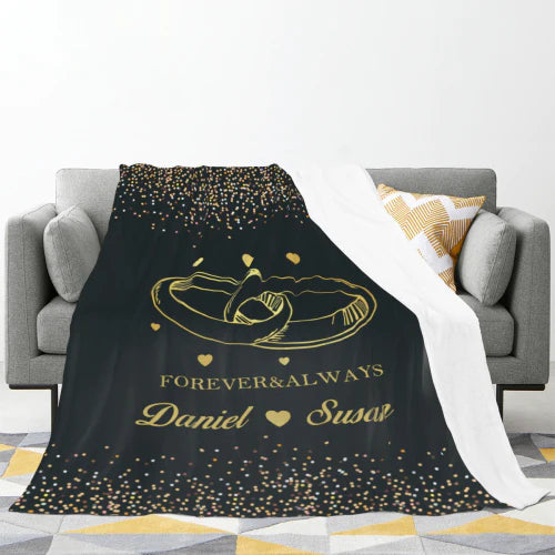 Personalized Couple throw blanket anniversary gift for girlfriend, wife