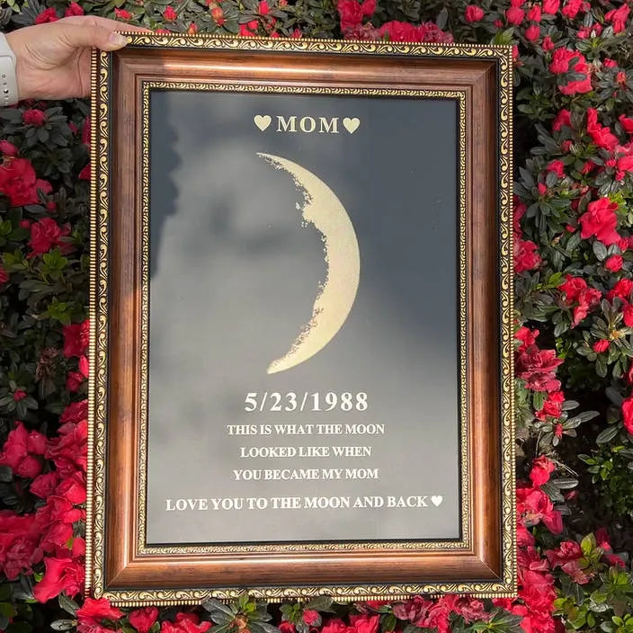 Custom Couple Art Frame/ REAL MOON PHASE - For Memory Gift (Customized free)