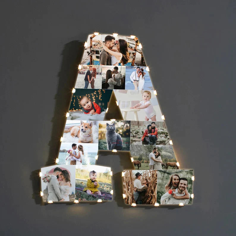 ✨Personalized Letter Photo Collage Lamp Letter P