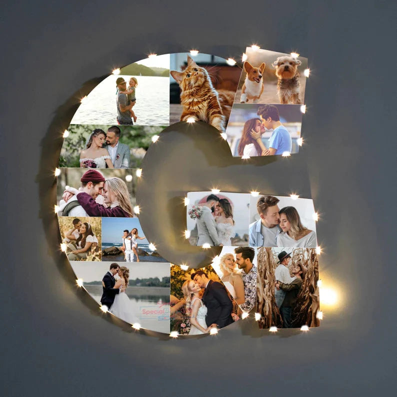 ✨Personalized Letter Photo Collage Lamp Letter R