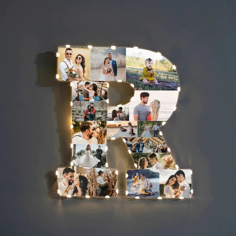 ✨Personalized Letter Photo Collage Lamp Letter E