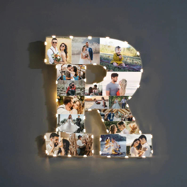 ✨Personalized Letter Photo Collage Lamp Letter P