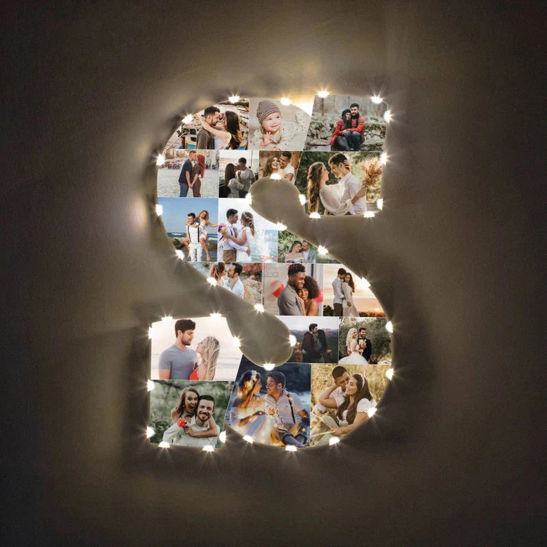 ✨Personalized Letter Photo Collage Lamp Letter T