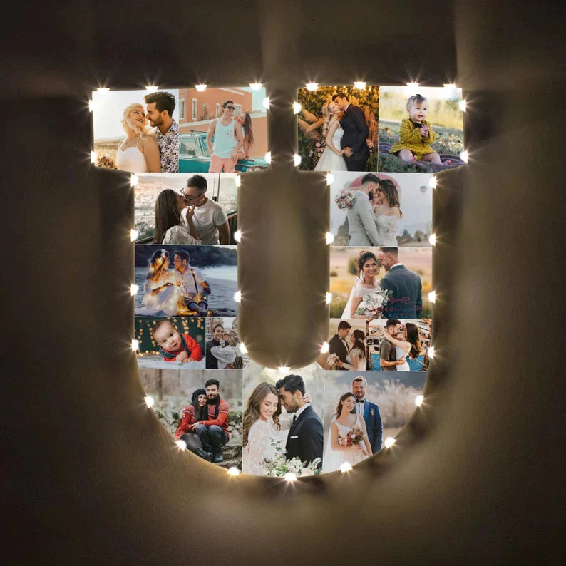 ✨Personalized Letter Photo Collage Lamp Letter J