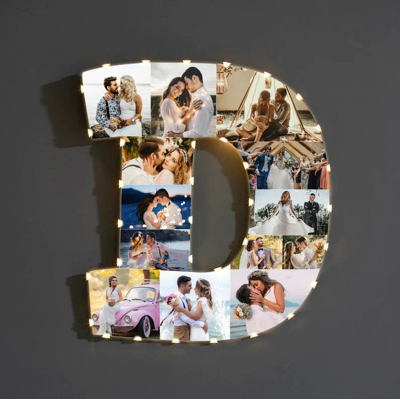 ✨Personalized Letter Photo Collage Lamp Letter T