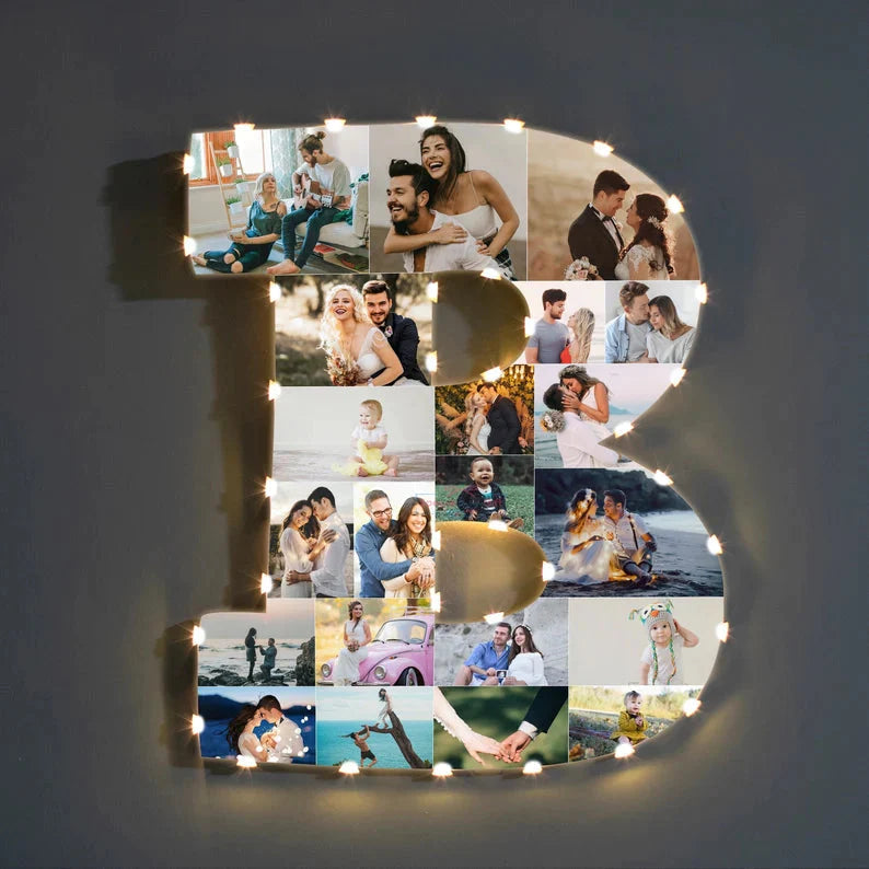 ✨Personalized Letter Photo Collage Lamp Letter K