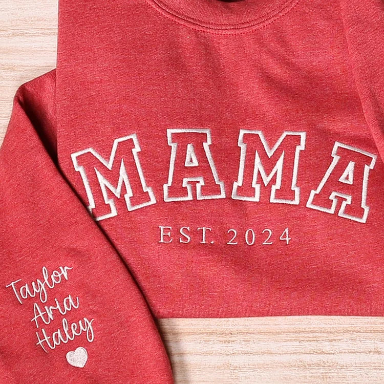 Personalized Mama Embroidered Sweatshirt With Date & Name, Mother's Day Gift