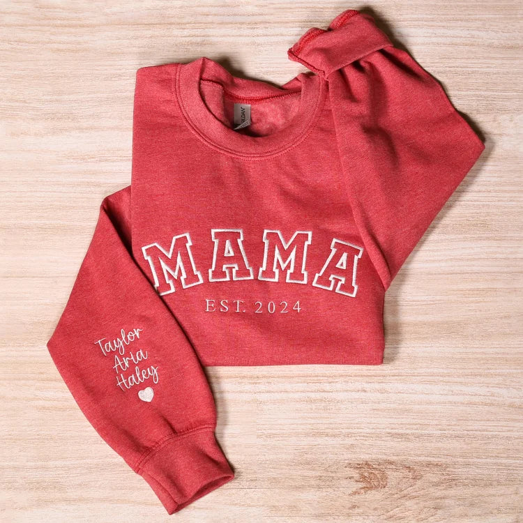 Personalized Mama Embroidered Sweatshirt With Date & Name, Mother's Day Gift