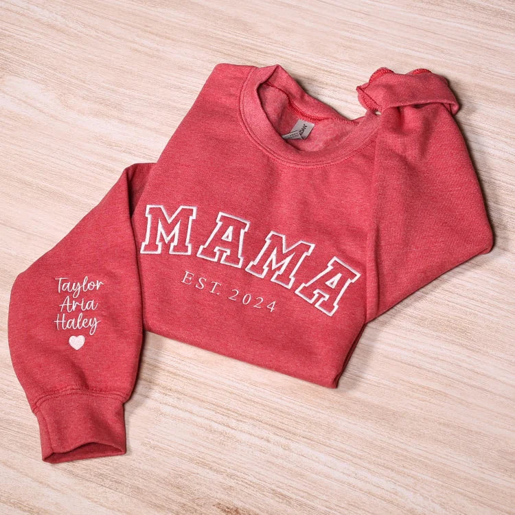 Personalized Mama Embroidered Sweatshirt With Date & Name, Mother's Day Gift