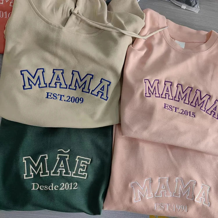 Personalized Mama Embroidered Sweatshirt With Date & Name, Mother's Day Gift