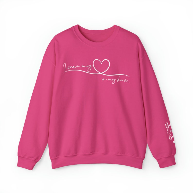 Personalized Mom Sweatshirt With Kids Names, Mom Sweatshirt, I Wear My Heart On My Sleeve, Mama Sweatshirt, Mother's Day Gift from Kids