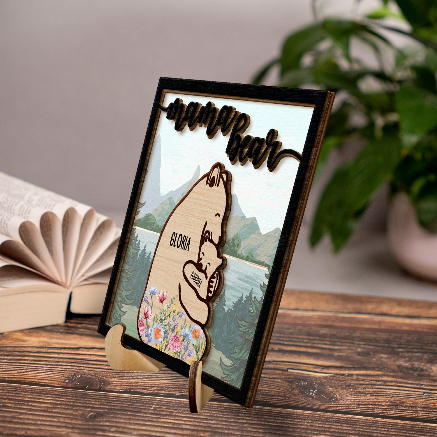 Mama Bear - Personalized 2-Layered Wooden Plaque- Gift For Mothers (Customized free)