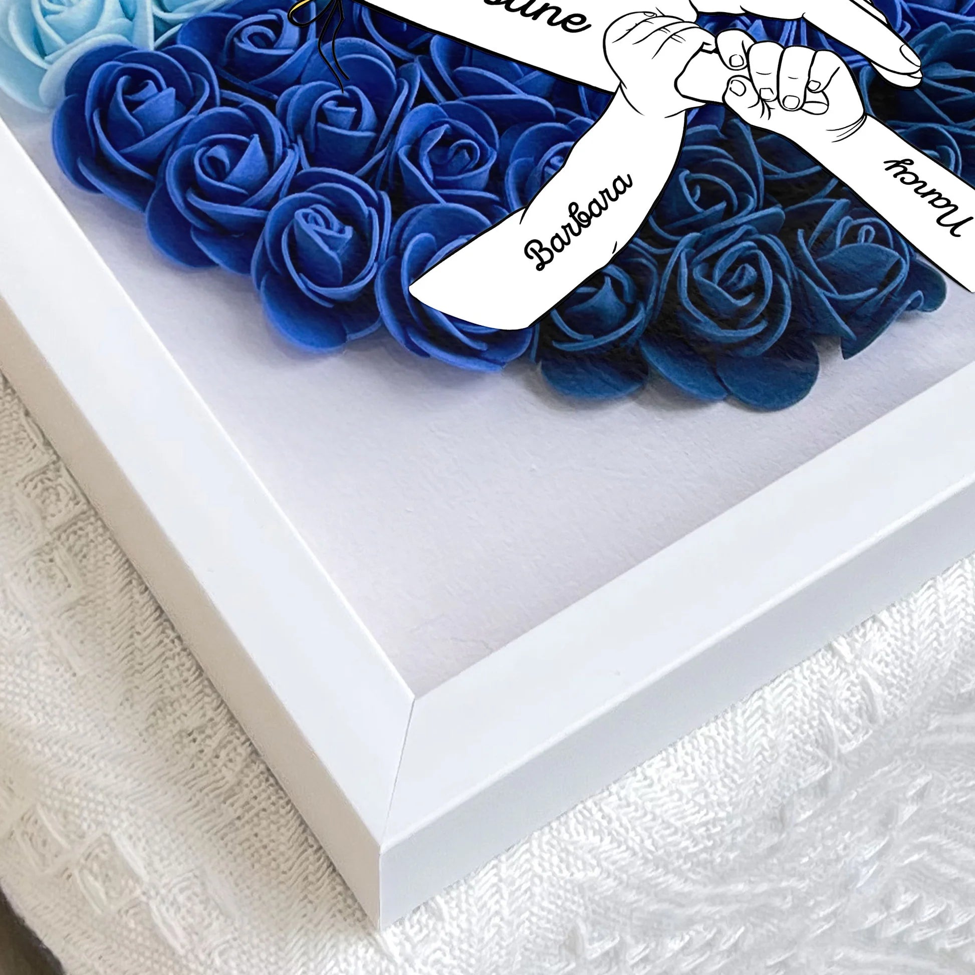 We Love You Mommy Hand Holding - Personalized Flower Shadow Box (Customized free)